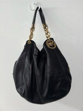 Michael Kors Fulton Shoulder Purse with Gold Chain Handles